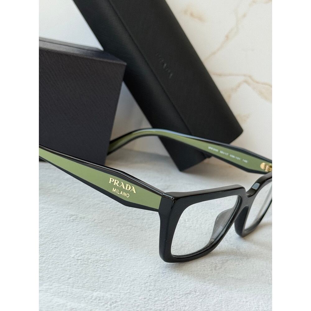 NEW Prada PR D05V Black Green Rectangular Eyeglasses Frames - Picture 6 of 7